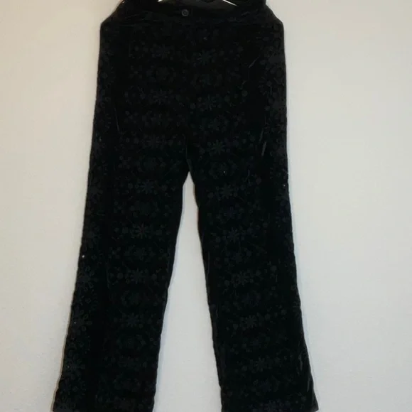 Zara Alina Black Velvet Floral Trousers XS - Picture 2 of 8